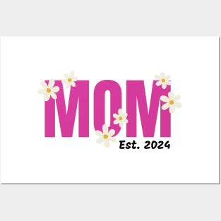 Promoted to mommy. Mom est 2024. Flowers Posters and Art